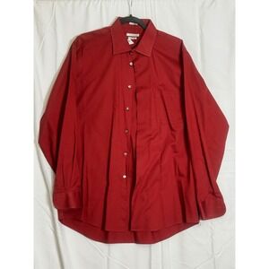 VAN HEUSEN Men's Red Long Sleeve Button Shirt Regular Fit Wrinkle Free 16-16 1/2